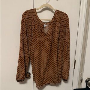 Croft & Barrow Tan Patterned Blouse